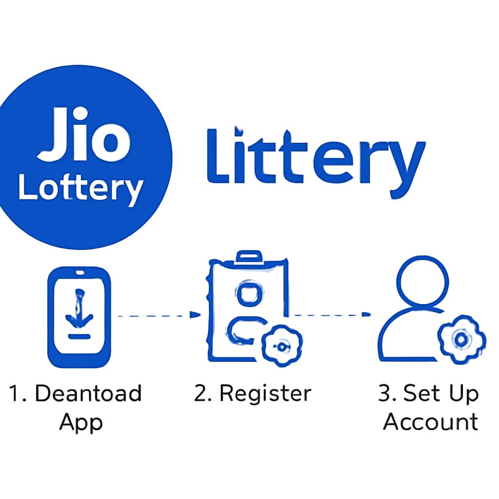 An educational illustration about setting up a Jio Lottery account.