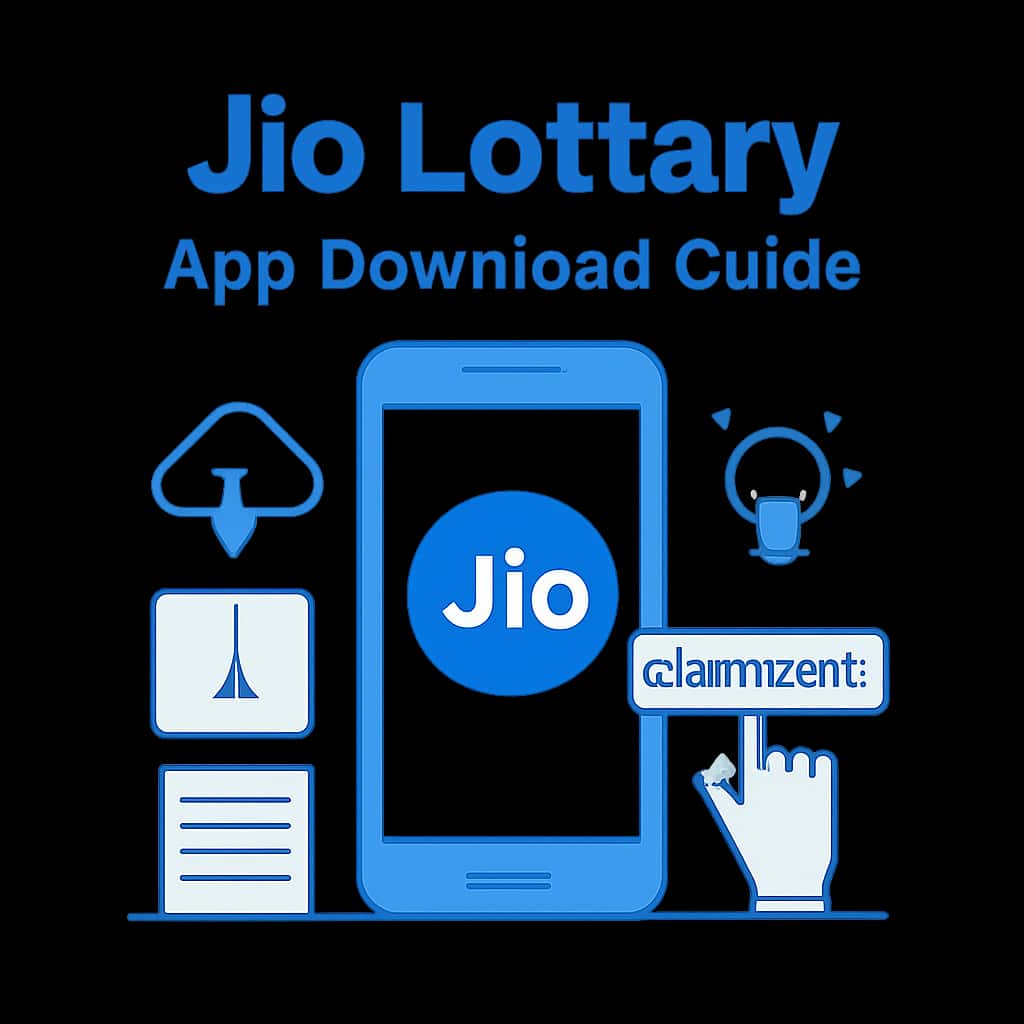 An educational diagram representing the Jio Lottery App Download process.