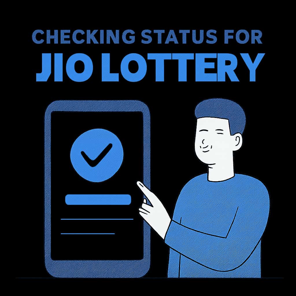 An educational diagram illustrating steps to check Jio Lottery status.