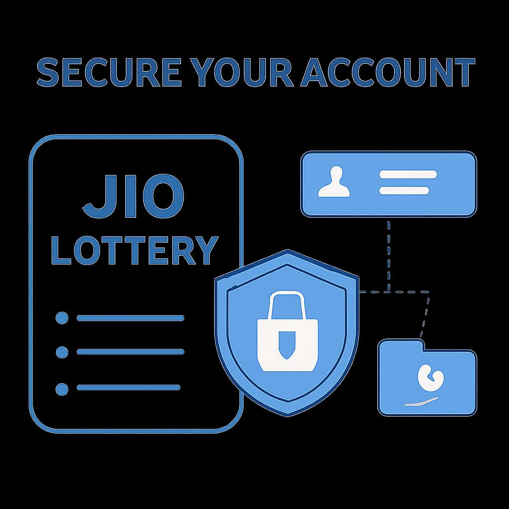 Illustration detailing steps to secure a Jio Lottery account.